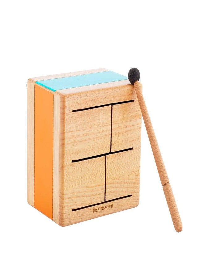 Brainsmith Swoora Wooden Square Tone Drum with Mallet, Child-Safe - Percussion Musical Instrument for Toddlers and Kids (1-6 Years), Multiple Sounds - Image 1